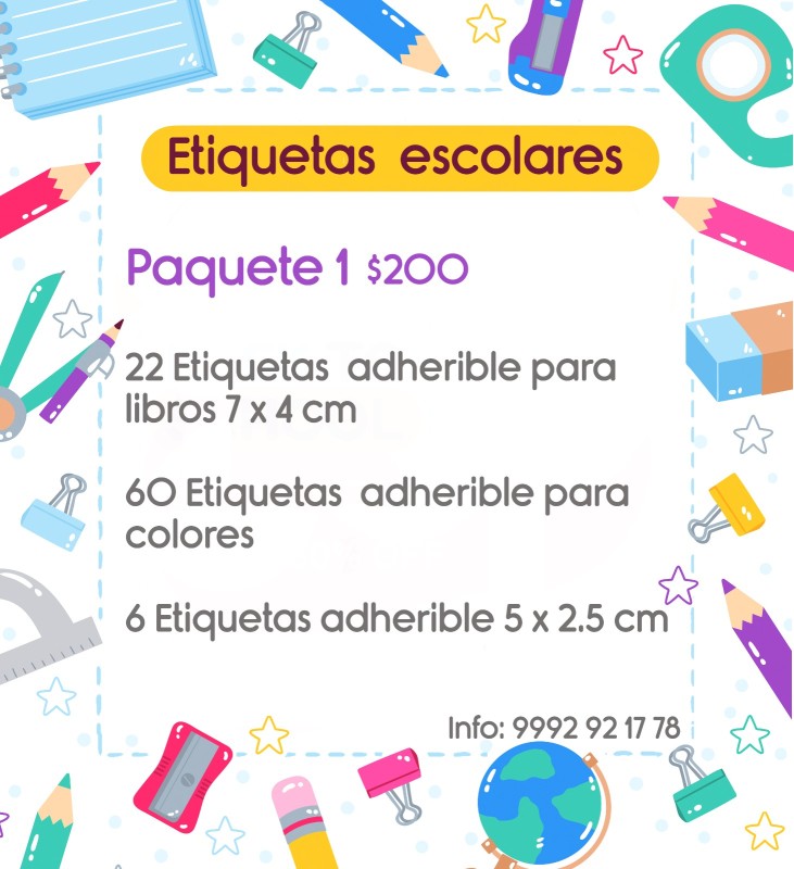 Paquetes Etiquetas Escolares